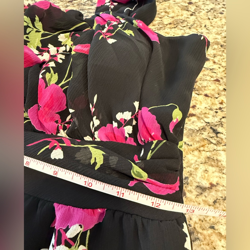 Delia’s floral one shoulder mini dress black pink green SZ 3 - Picture 11 of 14